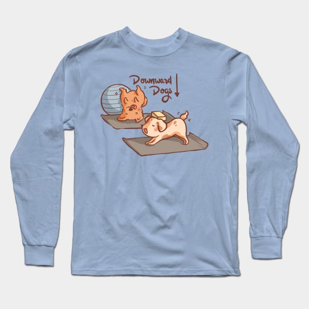 Downward Dogs Long Sleeve T-Shirt by mschibious